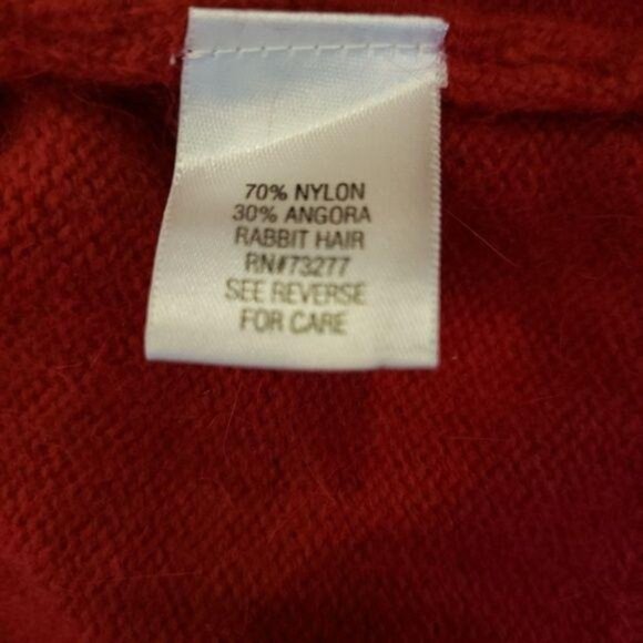 Apt. 9 Red Angora Blend Cardigan Sweater Size S diamond Button Front Long Sleeve - Picture 3 of 7